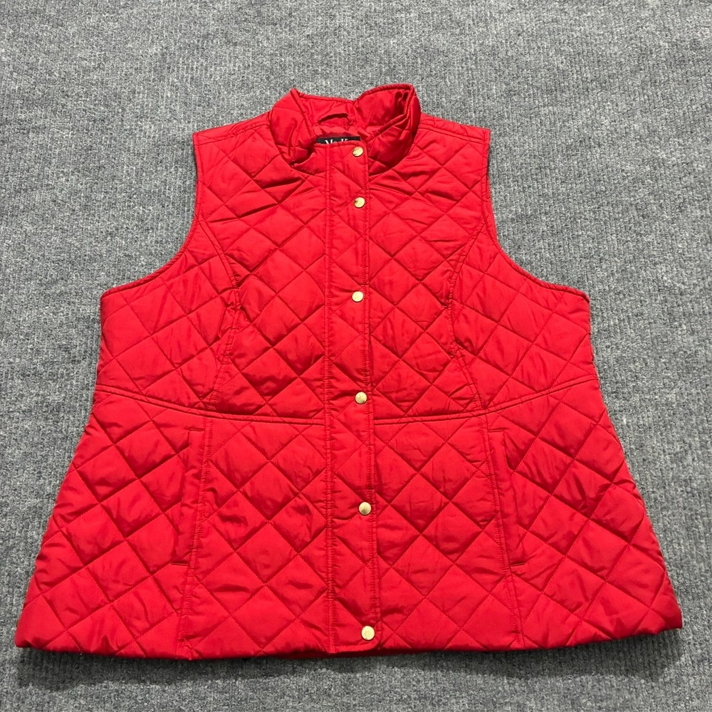 Mo-Ka Santa Fe Apparel Womens Quilted Puffer Vest Size 2X Red Zip Snap Button